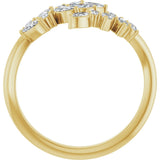 14K Gold Natural Diamond Bypass Ring - Yellow Gold - view 2