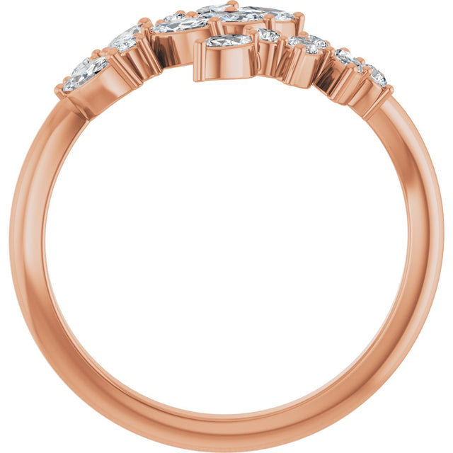 14K Gold Natural Diamond Bypass Ring - Rose Gold - view 2