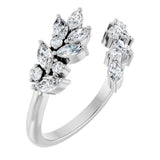 14K Gold Lab-Grown Diamond Bypass Ring - White Gold