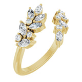 14K Gold Natural Diamond Bypass Ring - Yellow Gold