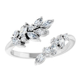 14K Gold Natural Diamond Bypass Ring - White Gold - view 3