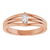 14K Gold Marquise Natural Diamond Geometric Ring - Rose Gold - view 3