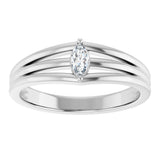 14K Gold Marquise Natural Diamond Geometric Ring - White Gold - view 3