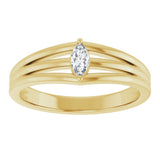 14K Gold Marquise Natural Diamond Geometric Ring - Yellow Gold - view 3