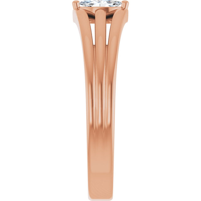 14K Gold Marquise Natural Diamond Geometric Ring - Rose Gold - view 4