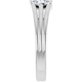 14K Gold Marquise Natural Diamond Geometric Ring - White Gold - view 4