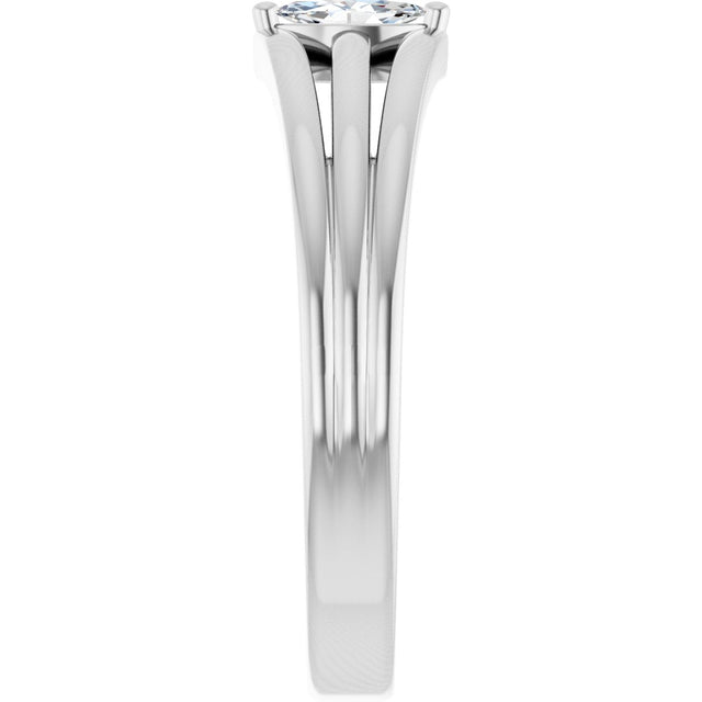 14K Gold Marquise Natural Diamond Geometric Ring - White Gold - view 4