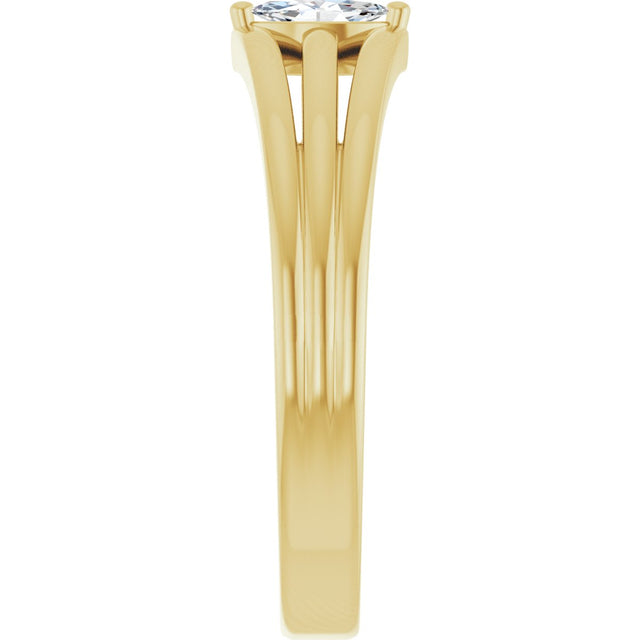 14K Gold Marquise Natural Diamond Geometric Ring - Yellow Gold - view 4