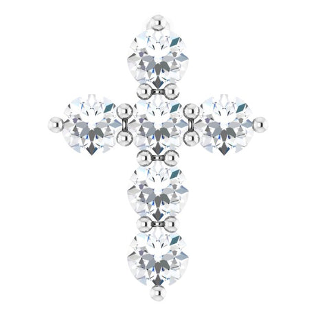 Platinum Round Natural Diamond Accented Cross Necklace or Pendant – up to 1/6 CTW