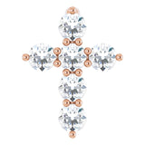 14K Gold Round Lab-Grown Diamond Accented Cross Necklace or Pendant – up to 1/6 CTW - Rose Gold