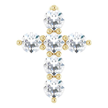 14K Gold Round Natural Diamond Accented Cross Necklace or Pendant – up to 1/6 CTW - Yellow Gold