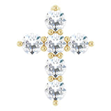 14K Gold Round Lab-Grown Diamond Accented Cross Necklace or Pendant – up to 1/6 CTW - Yellow Gold