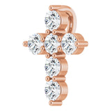 14K Gold Round Lab-Grown Diamond Accented Cross Necklace or Pendant – up to 1/6 CTW - Rose Gold - view 2