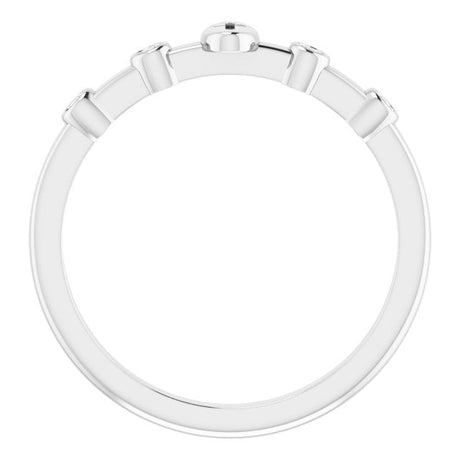 Platinum Round Natural Diamond Stackable Cross Ring - view 2