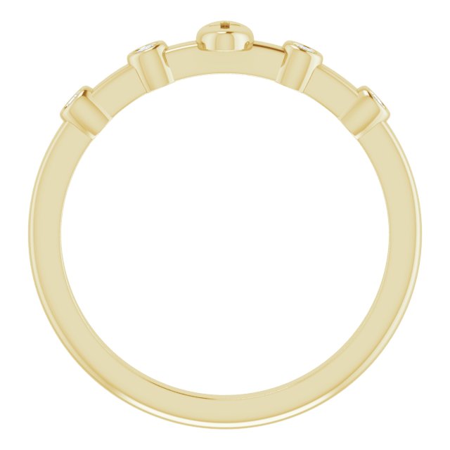 14K Gold Round Natural Diamond Stackable Cross Ring - Yellow Gold - view 2
