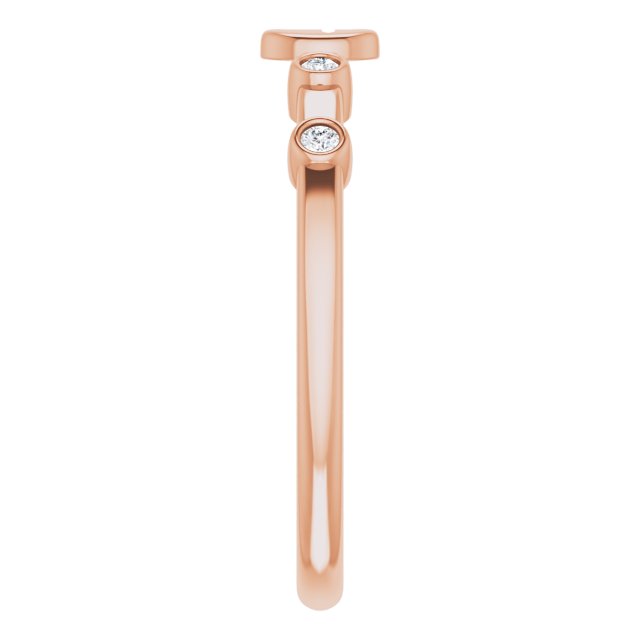 14K Gold Round Natural Diamond Stackable Cross Ring - Rose Gold - view 4
