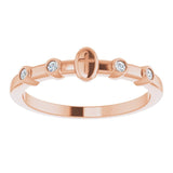 14K Gold Round Natural Diamond Stackable Cross Ring - Rose Gold - view 3
