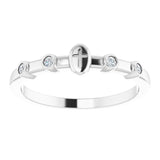 14K Gold Round Natural Diamond Stackable Cross Ring - White Gold - view 3