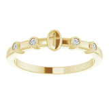 14K Gold Round Natural Diamond Stackable Cross Ring - Yellow Gold - view 3