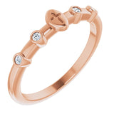 14K Gold Round Natural Diamond Stackable Cross Ring - Rose Gold