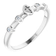 14K Gold Round Natural Diamond Stackable Cross Ring - White Gold