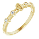14K Gold Round Natural Diamond Stackable Cross Ring - Yellow Gold