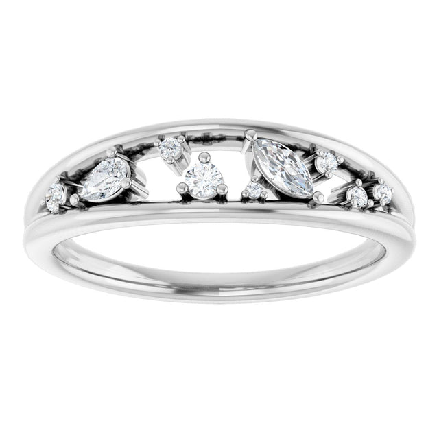 14K Gold Natural Diamond Negative Space Ring - White Gold - view 3