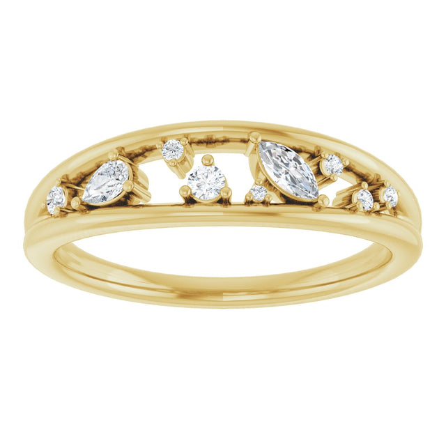14K Gold Natural Diamond Negative Space Ring - Yellow Gold - view 3