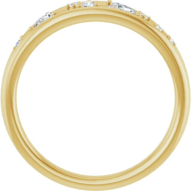 14K Gold Natural Diamond Negative Space Ring - Yellow Gold - view 2