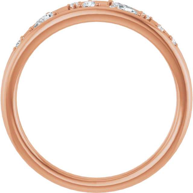 14K Gold Natural Diamond Negative Space Ring - Rose Gold - view 2