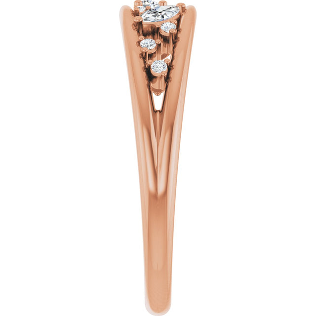 14K Gold Natural Diamond Negative Space Ring - Rose Gold - view 4