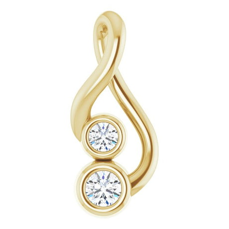 14K Gold Round Natural Diamond Forever Embrace Necklace or Pendant - Yellow Gold