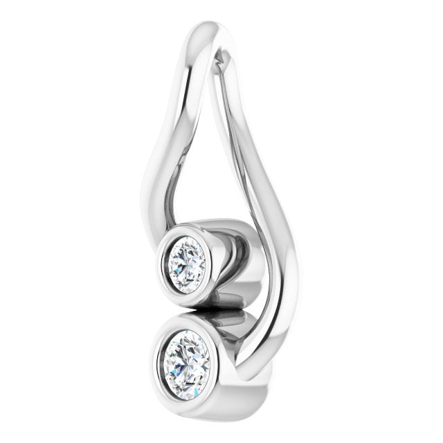 14K Gold Round Natural Diamond Forever Embrace Necklace or Pendant - White Gold - view 2
