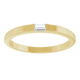 14K Gold Straight Baguette Natural Diamond Stackable Ring - Yellow Gold - view 3