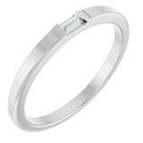 Platinum Straight Baguette Natural Diamond Stackable Ring