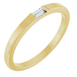 14K Gold Straight Baguette Natural Diamond Stackable Ring - Yellow Gold