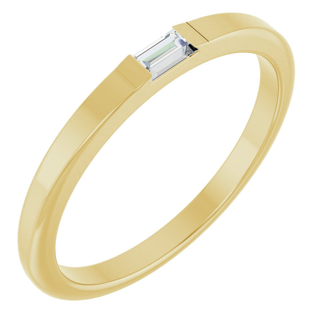 14K Gold Straight Baguette Natural Diamond Stackable Ring - Yellow Gold