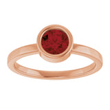 14K Gold Round Natural Mozambique Garnet Bezel-Set Solitaire Ring - Rose Gold - view 3