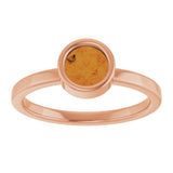 14K Gold Round Natural Citrine Bezel-Set Solitaire Ring - Rose Gold - view 3