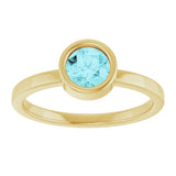 14K Gold Round Natural Blue Zircon Bezel-Set Solitaire Ring - Yellow Gold - view 3