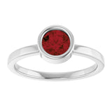 Platinum Round Natural Mozambique Garnet Bezel-Set Solitaire Ring - view 3