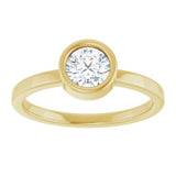 14K Gold Round Natural White Sapphire Bezel-Set Solitaire Ring - Yellow Gold - view 3