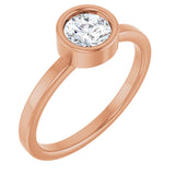14K Gold Round Natural Diamond Bezel-Set Solitaire Ring – 3-5.5mm Stones - Rose Gold