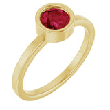14K Gold Round Natural Ruby Bezel-Set Solitaire Ring - Yellow Gold