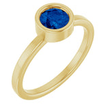 14K Gold Round Lab-Grown Blue Sapphire Bezel-Set Solitaire Ring - Yellow Gold