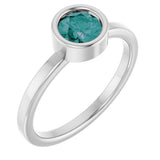 14K Gold Round Lab-Grown Alexandrite Bezel-Set Solitaire Ring - White Gold