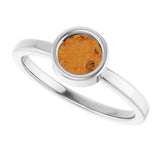 Platinum Round Natural Citrine Bezel-Set Solitaire Ring - view 5