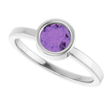 14K Gold Round Natural Amethyst Bezel-Set Solitaire Ring - White Gold - view 5