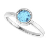 Platinum Round Natural Aquamarine Bezel-Set Solitaire Ring - view 5