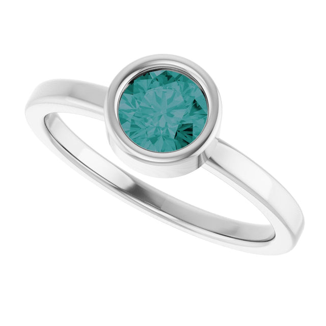 14K Gold Round Lab-Grown Alexandrite Bezel-Set Solitaire Ring - White Gold - view 5